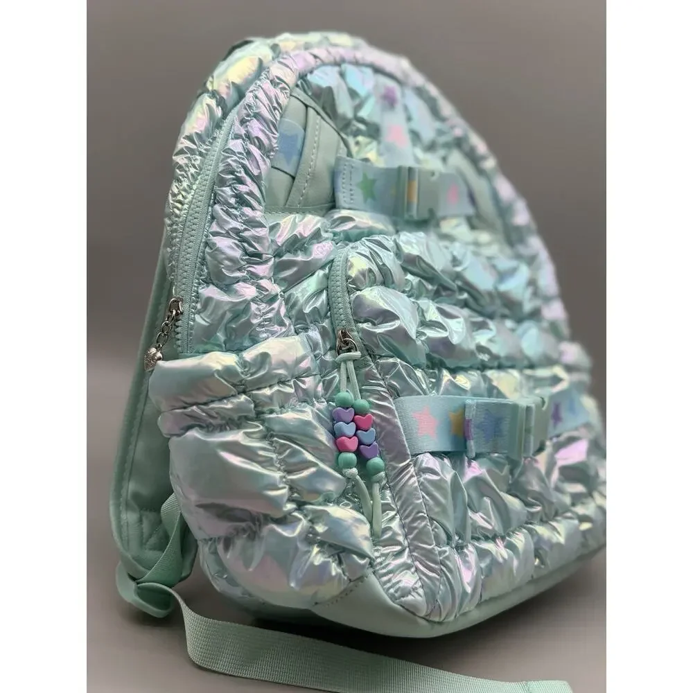 Miss Gwen OMG Iridescent Puffer Backpack Pastel Stars Girls Kids New